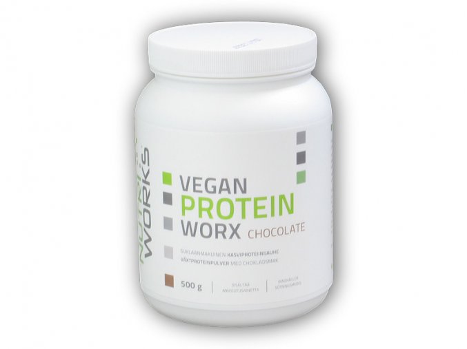 Nutri Works Vegan Protein Worx 500g  + šťavnatá tyčinka ZDARMA