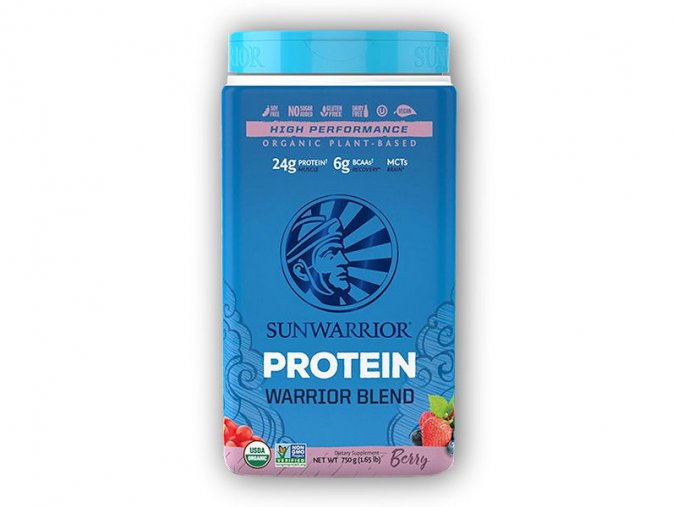 Sunwarrior Protein Blend BIO 750g hrachový a konopný  + šťavnatá tyčinka ZDARMA