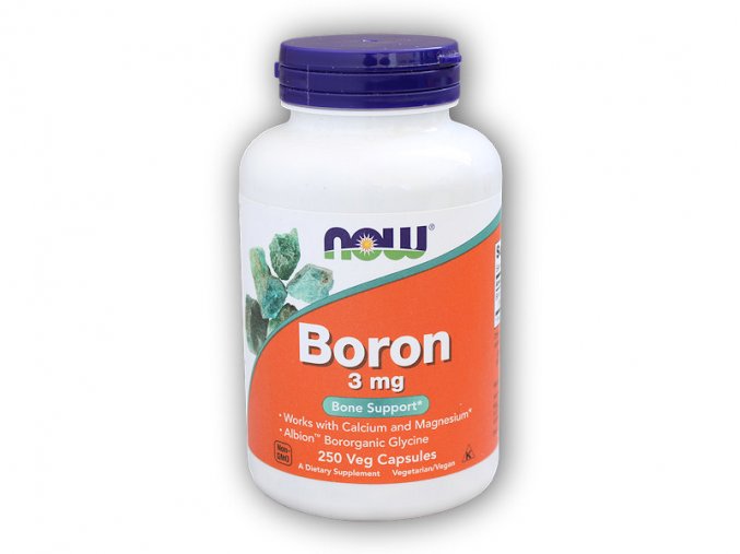 NOW Foods Boron (bor) 3mg 250 kapslí