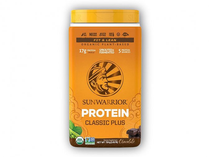 Sunwarrior Protein Classic Plus BIO 750g  + šťavnatá tyčinka ZDARMA