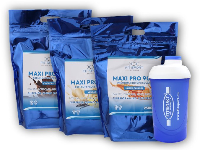 FitSport Nutrition 3x Maxi Pro 90% 2500g + šejkr Fitsport (Varianta čokoláda)
