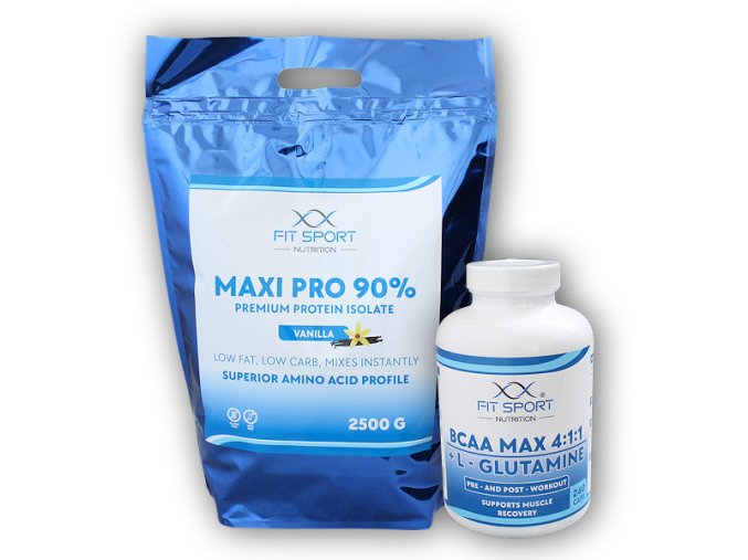 FitSport Nutrition Maxi Pro 90% 2500g + BCAA 4:1:1 240cps (Varianta čokoláda)
