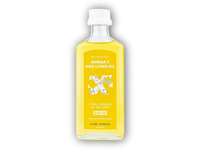 BrainMax Omega 3 Olej z tresčích jater 240ml (Varianta citrón)