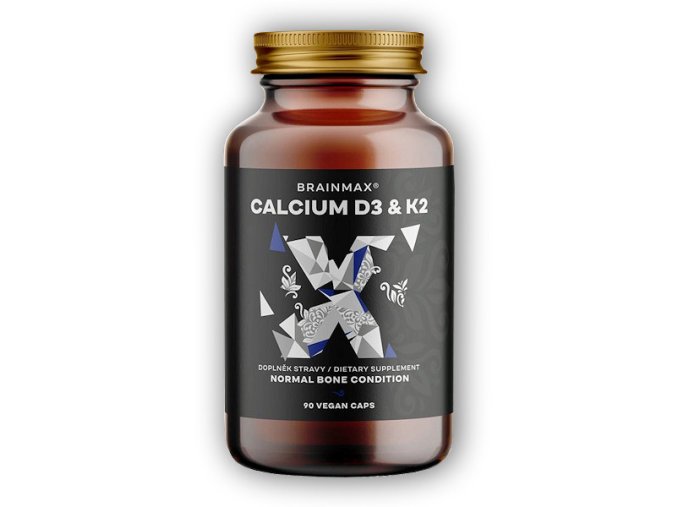 BrainMax Calcium D3 & K2, vápník s vitamínem D3 & K2, 90 rostlinných kapslí  + šťavnatá tyčinka ZDARMA