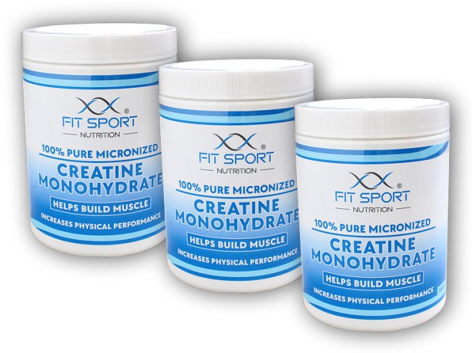 FitSport Nutrition 3x 100% Pure Micronized Creatine Monohydrate 550g  + šťavnatá tyčinka ZDARMA