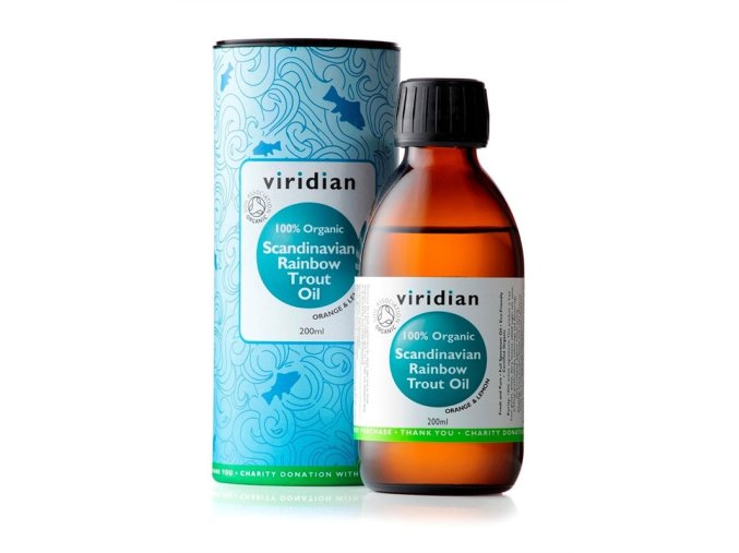 Viridian Scandinavian Rainbow Trout Oil BIO 200ml  + šťavnatá tyčinka ZDARMA