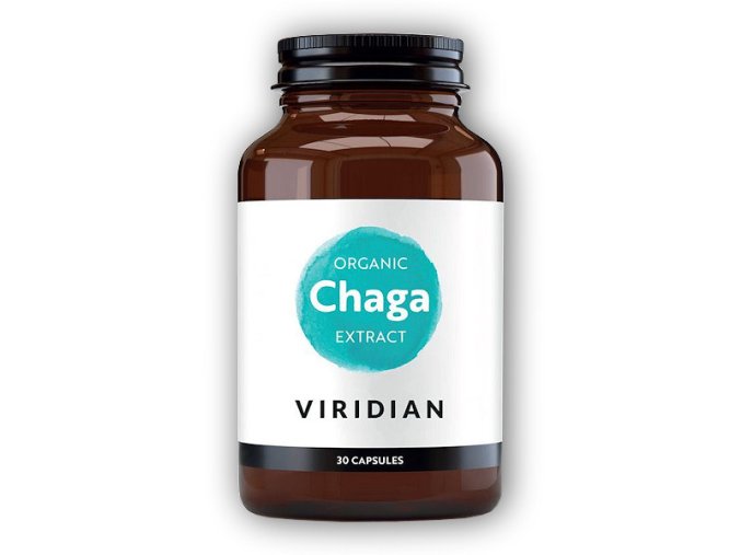 Viridian Chaga Extract 30 kapslí Organic  + šťavnatá tyčinka ZDARMA