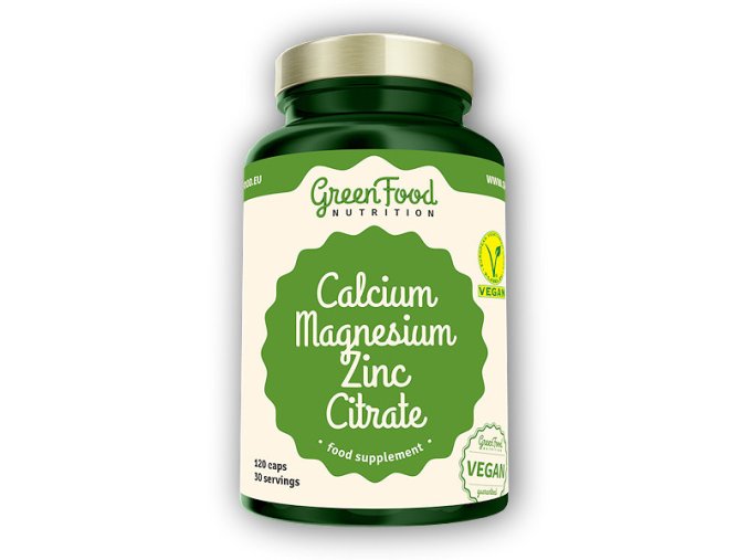 GreenFood Nutrition Calcium Magnesium Zinc citrate 120 kapslí