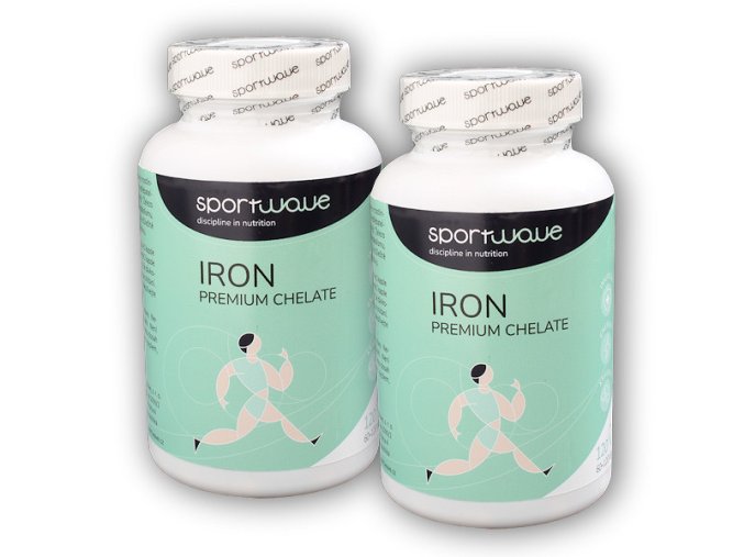 Sportwave 2x Iron premium chelate 120 kapslí  + šťavnatá tyčinka ZDARMA