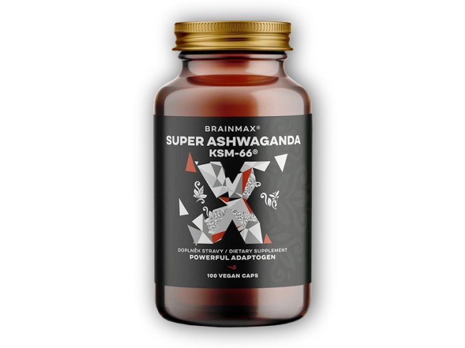 BrainMax Super Ashwagandha extrakt KSM-66 100 rostlinných kapslí  + šťavnatá tyčinka ZDARMA