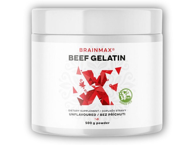 BrainMax Beef Gelatin Grass-fed hovězý želatina 500g  + šťavnatá tyčinka ZDARMA