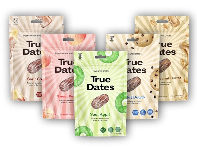 True Gum TRUE DATES ochucené datle s příchutí 100g (Varianta kyselá cola)