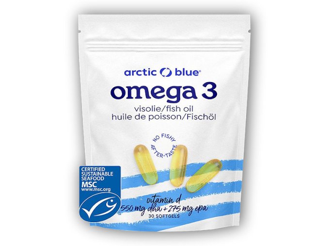 Arctic blue Omega 3 30 kapslí (550mg DHA, 275mg EPA & Vitamin D 400IU) původ Aljaška