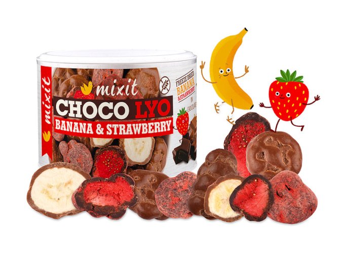 Mixit Křupavé banánky a jahody v čokoládě 150g