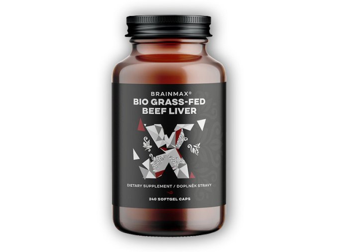 BrainMax Grass-Fed Beef liver, hovězí játra BIO 240 kapslí  + šťavnatá tyčinka ZDARMA