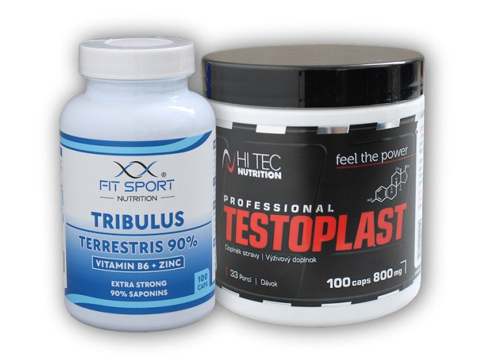 FitSport Nutrition Tribulus 90% + B6 + Zinc 100 kapslí + Testoplast 800mg 100 kapslí  + šťavnatá tyčinka ZDARMA