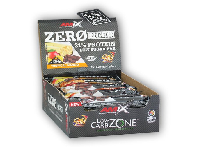 Amix 15x Zero Hero High Protein Low Sugar Bar 65g (Varianta double chocolate)