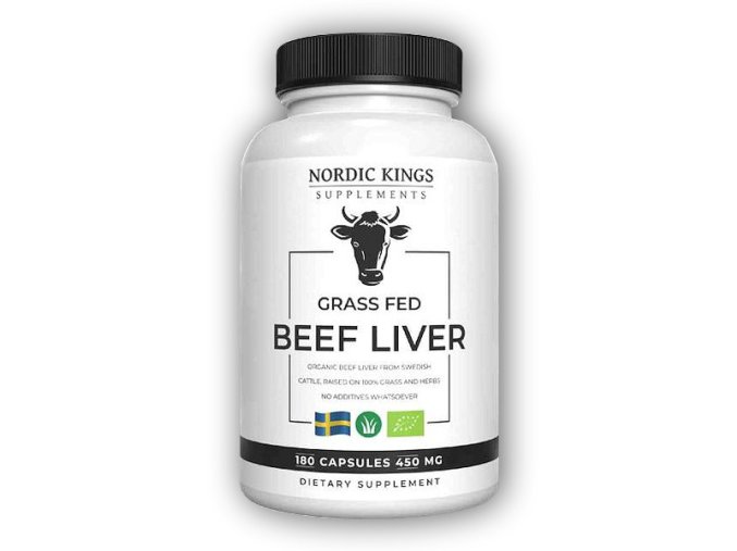 Nordic Kings Hovězí játra v BIO Grass-fed kvalitě 180 kapslí  + šťavnatá tyčinka ZDARMA