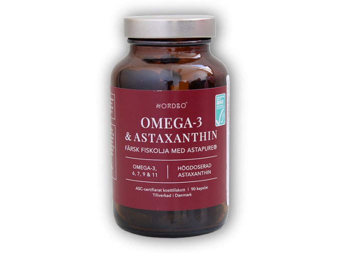 Nordbo Omega 3 & Astaxanthin 90 kapslí  + šťavnatá tyčinka ZDARMA