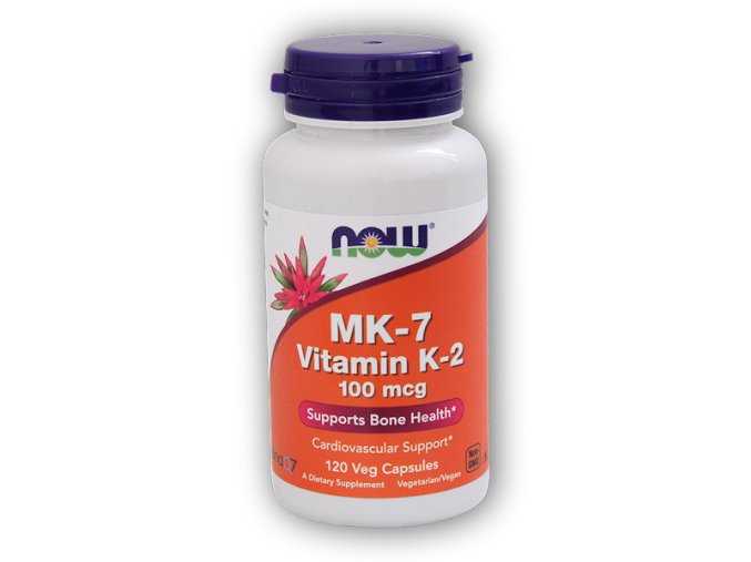 NOW Foods MK-7 Vitamin K2 100mcg 120 rostlinných kapslí  + šťavnatá tyčinka ZDARMA