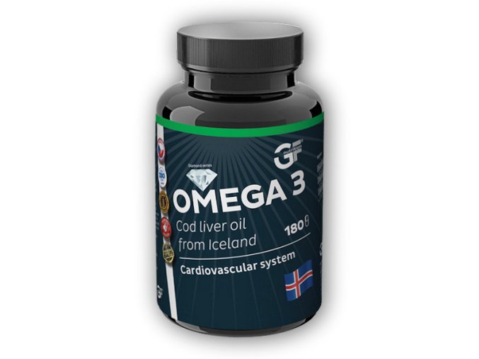 GF nutrition Omega 3 - Cod Liver oil 180 kapslí  + šťavnatá tyčinka ZDARMA