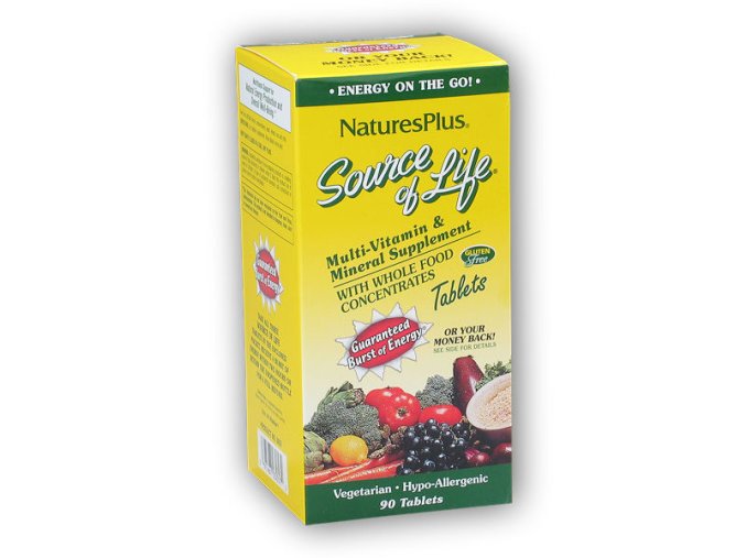 Nature´s Plus Source of Life Multi-Vitamin + Mineral 90 tablet  + šťavnatá tyčinka ZDARMA