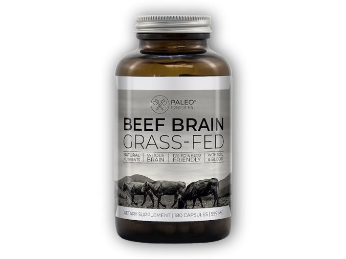 Paleo Powders Hovězí mozek (grass-fed beef brain) 180 kapslí  + šťavnatá tyčinka ZDARMA