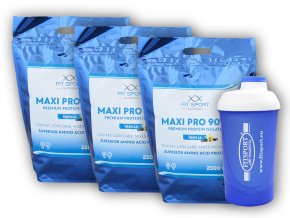 FitSport Nutrition 3x Maxi Pro 90% 2500g + šejkr Fitsport  + šťavnatá tyčinka ZDARMA