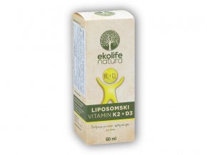 Ekolife Natura Liposomal Vitamin K2+D3 60ml  + šťavnatá tyčinka ZDARMA