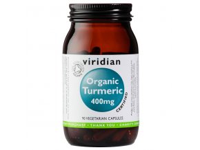 Viridian Turmeric 400mg Organic - BIO 90 kapslí  + šťavnatá tyčinka ZDARMA