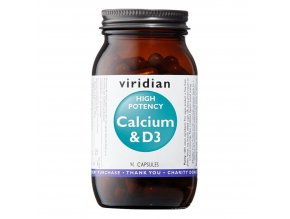Viridian High Potency Calcium,D3 90cps  + šťavnatá tyčinka ZDARMA