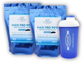 FitSport Nutrition 2x Maxi Pro 90% 750g + šejkr Fitsport  + šťavnatá tyčinka ZDARMA