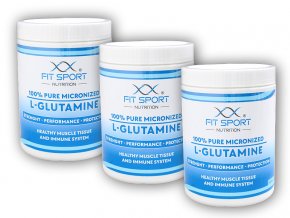 FitSport Nutrition 3x 100% Pure Micronized L-Glutamine 550g  + šťavnatá tyčinka ZDARMA