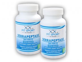 FitSport Nutrition 2x Serrapeptase 260.000 IU with Inulin 90 vege caps  + šťavnatá tyčinka ZDARMA