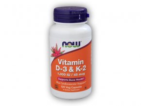 NOW Foods Vitamin D3 & K2 1000 IU/45 ug 120 kapslí