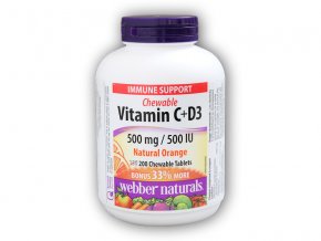 Webber Naturals Vitamin C+D3 500 mg/500IU 200 tablet orange  + šťavnatá tyčinka ZDARMA