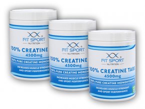 FitSport Nutrition 3x 100% Creatine Tabs 4500mg 240 vege tabs  + šťavnatá tyčinka ZDARMA