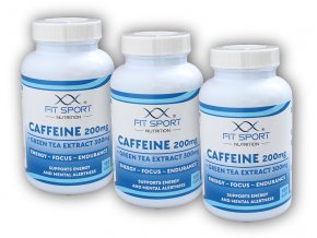 FitSport Nutrition 3x Caffeine 200mg + Green Tea Extract 300mg 120 caps  + šťavnatá tyčinka ZDARMA