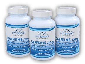 FitSport Nutrition 3x Caffeine 200mg + Green Tea Extract 300mg 120 kapslí  + šťavnatá tyčinka ZDARMA