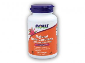 NOW Foods Natural Betakaroten + Vitamin A 25000IU 180 kapslí  + šťavnatá tyčinka ZDARMA
