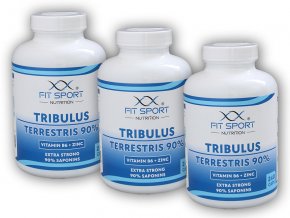 FitSport Nutrition 3x Tribulus Terrestris 90% + Vitamin B6 + Zinc 240 caps  + šťavnatá tyčinka ZDARMA