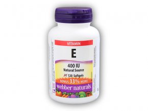 Webber Naturals Vitamin E 400 IU 120 tobolek  + šťavnatá tyčinka ZDARMA