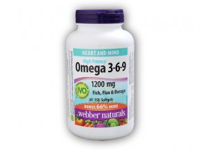 Webber Naturals Omega 3-6-9 High Potency 1200 mg 150 tobolek  + šťavnatá tyčinka ZDARMA