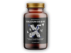 BrainMax Calcium D3 & K2, vápník s vitamínem D3 & K2, 90 rostlinných kapslí  + šťavnatá tyčinka ZDARMA