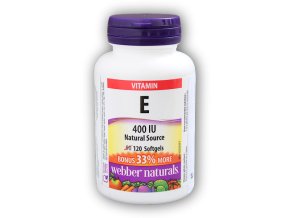 Webber Naturals Vitamin E 400 IU 120 tobolek  + šťavnatá tyčinka ZDARMA