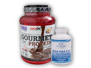 FitSport Nutrition Gourmet Protein 1000g + BCAA MAX 4:1:1 + L-Glutamine 240 caps (Varianta chocolate-coconut)