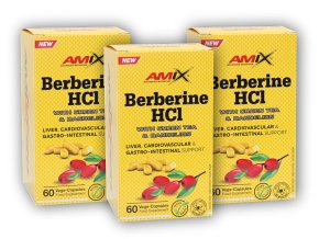 Amix Pro Series 3x Berberine HCl + GreenTea & Dandelion 60 kapslí  + šťavnatá tyčinka ZDARMA