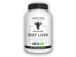 Nordic Kings Hovězí játra v BIO Grass-fed kvalitě 180 kapslí  + šťavnatá tyčinka ZDARMA