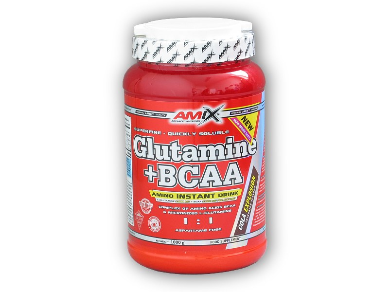 Amix L-Glutamine + BCAA 1000g + šťavnatá tyčinka ZDARMA Varianta: cola blast + DÁREK ZDARMA