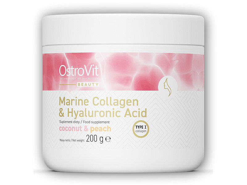 Ostrovit Marine collagen + hyaluronic acid + vitamin C 200g + šťavnatá tyčinka ZDARMA Varianta: kokos-broskev + DÁREK ZDARMA